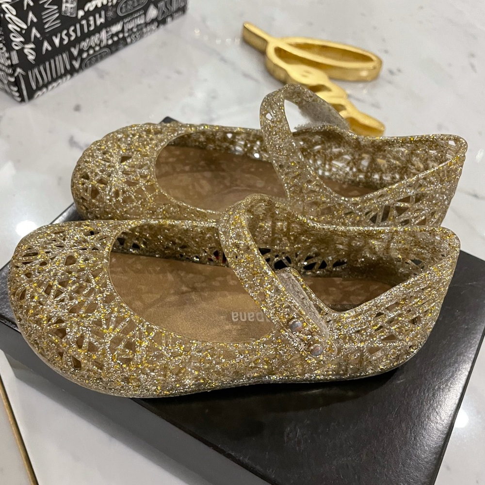 Mini Melissa Gold Glitter Girl Shoes